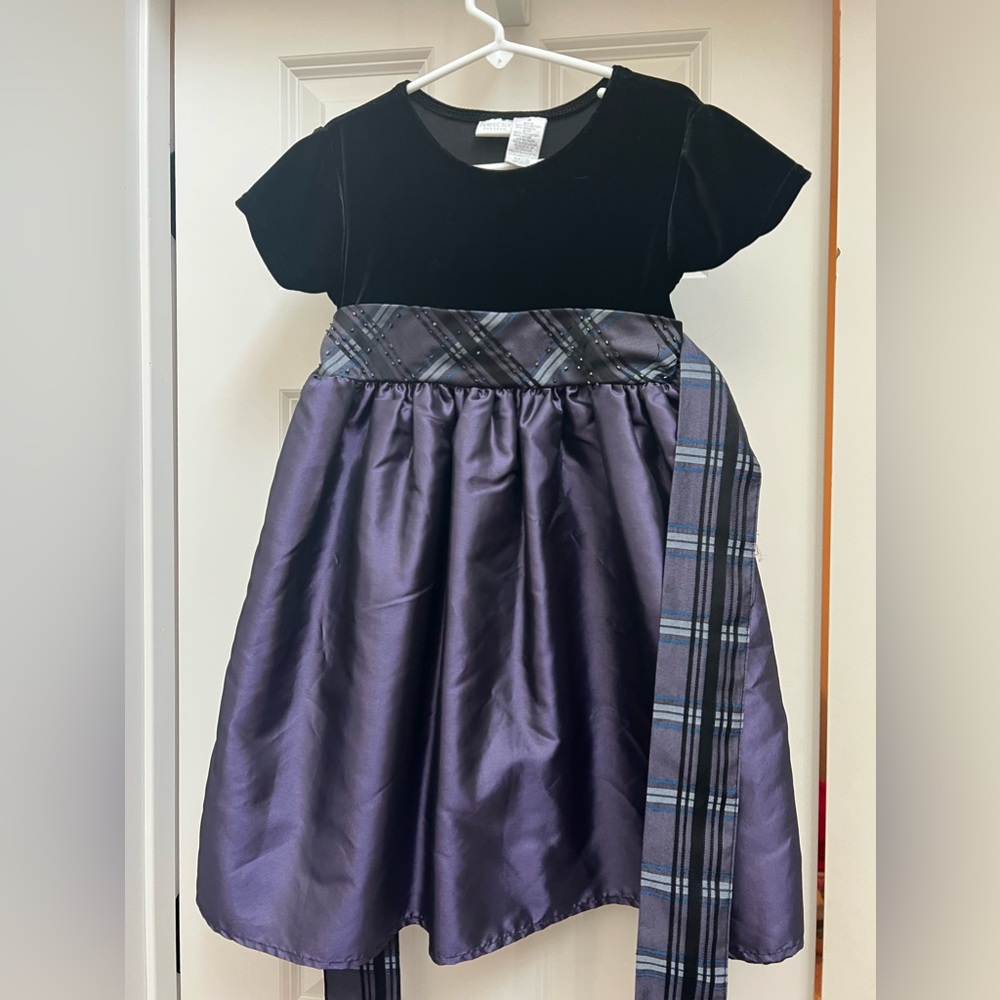 Perfectly dress purple velvet plaid holiday. Dress